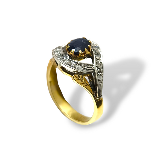 Anello Anello in oro con zaffiro e diamanti - Gioielli Pavan