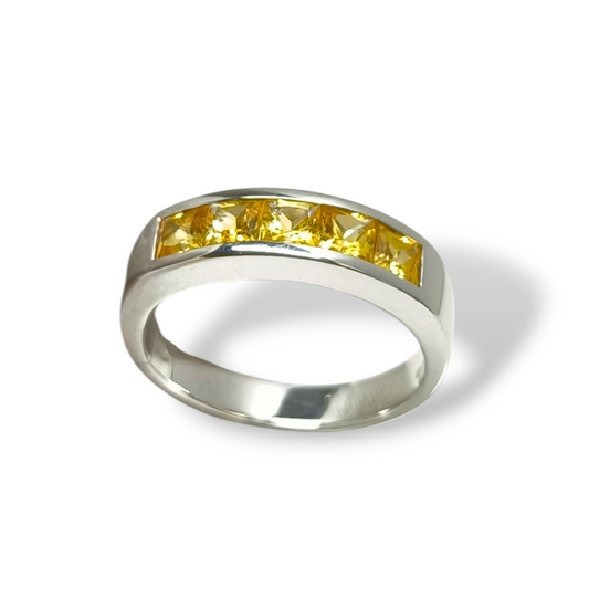 Anello Anello a mezza fede in oro con zaffiri gialli - Gioielli Pavan