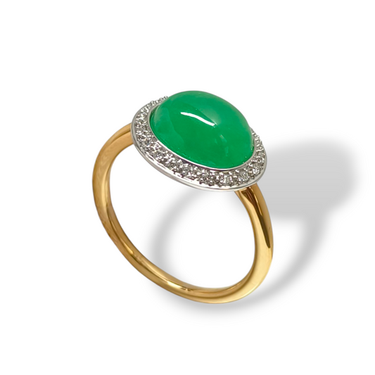 Anello Anello in oro con giada e diamanti - Gioielli Pavan