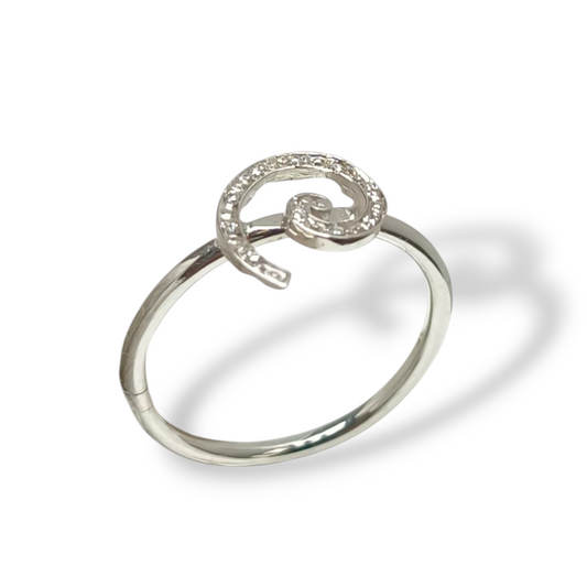 Anello Anello in oro bianco fantasia con diamanti 0,10ct - Gioielli Pavan