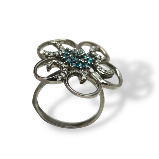 Anello Anello in argento brunito con zaffiri e diamanti - Gioielli Pavan