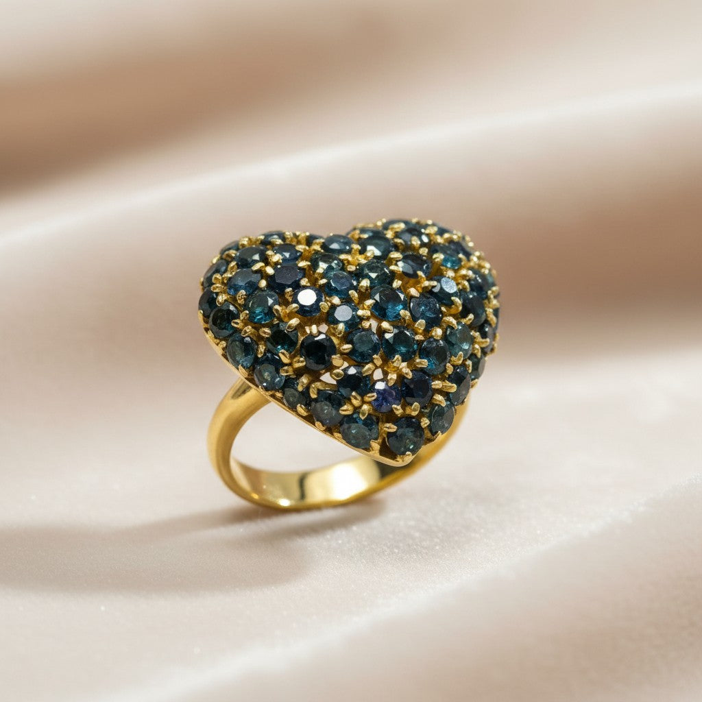 Anello in oro giallo 18 kt con zaffiri blu naturali - Gioielli Pavan