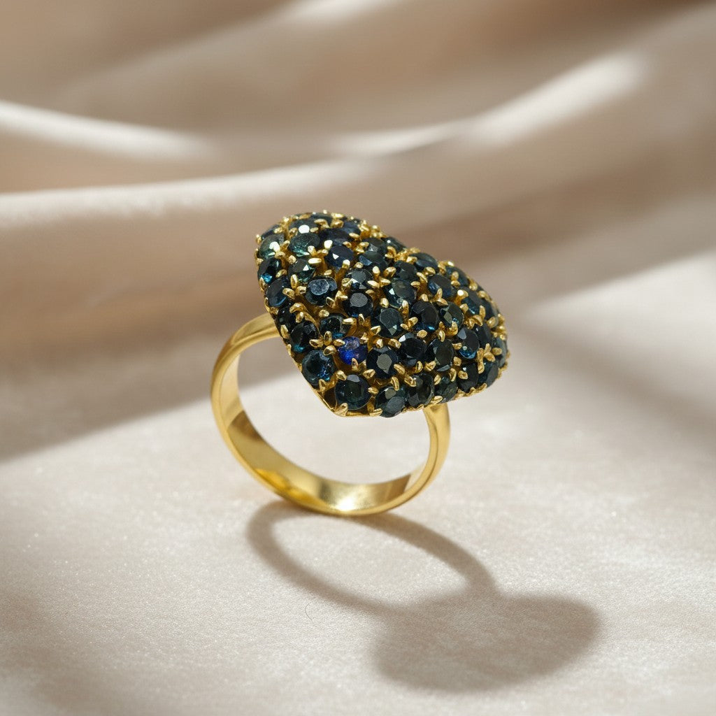 Anello in oro giallo 18 kt con zaffiri blu naturali - Gioielli Pavan