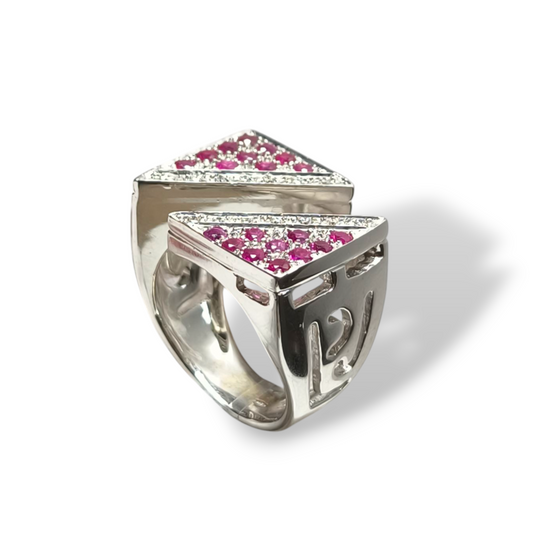 Anello Anello fascia traforata con rubini e diamanti - Gioielli Pavan