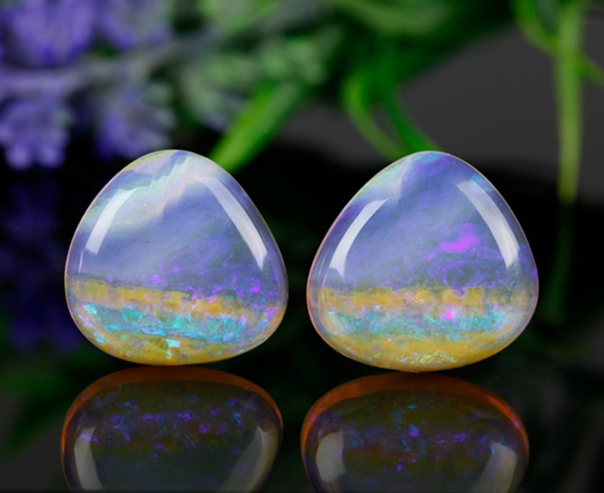 gemme Opale coppia Triangolare Australia ct. 25,46 - Gioielli Pavan
