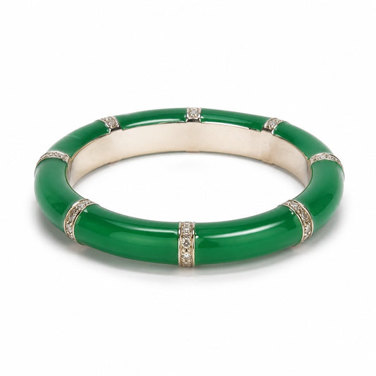 Anello Anello Argento 925 Smalto Verde e Diamanti - Gioielli Pavan