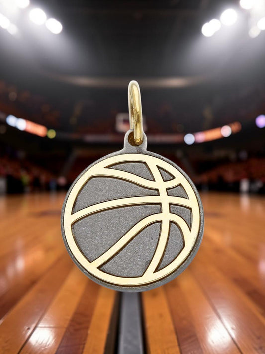 Ciondolo pallone da basket in titanio e oro giallo 9 kt - Gioielli Pavan