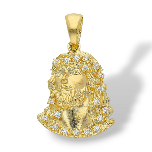 Ciondoli e pendenti Ciondolo in oro a forma di Volto di Cristo con zirconi - Gioielli Pavan