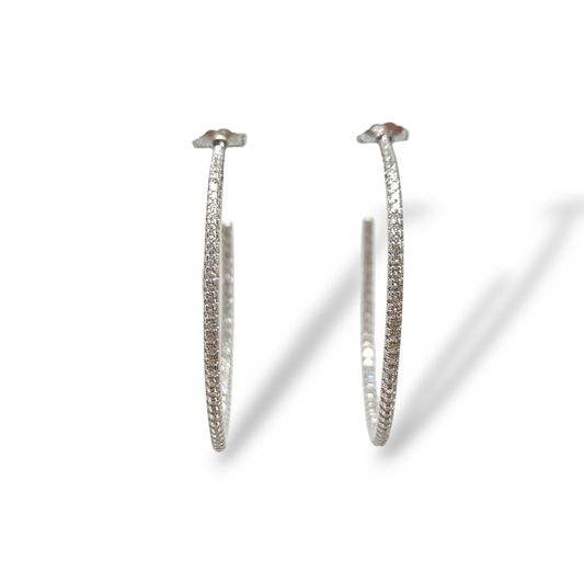 Orecchini Orecchini in argento a cerchio con zirconi diam. 4 cm - Gioielli Pavan