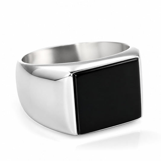 Anello Anello Chevalier in Argento 925 con Onice Nera - Gioielli Pavan