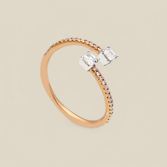 Anello Anello in oro con diamanti taglio asscher e brillante tot 0,32ct - Gioielli Pavan