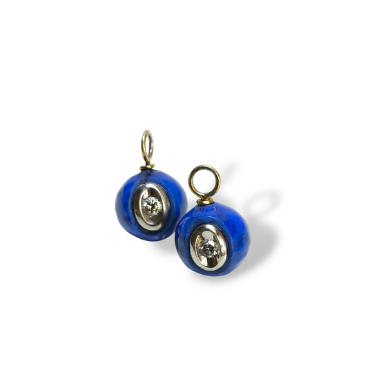 Ciondoli e pendenti Coppia ciondoli in oro giallo platino e diamanti con lapislazzuli - Gioielli Pavan