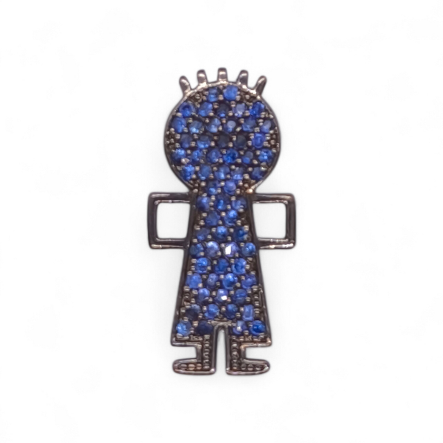 Ciondoli e pendenti Ciondolo iBamboli Bambino Mod. 2 Argento 925 Brunito Nero con Zirconi Blu - Gioielli Pavan