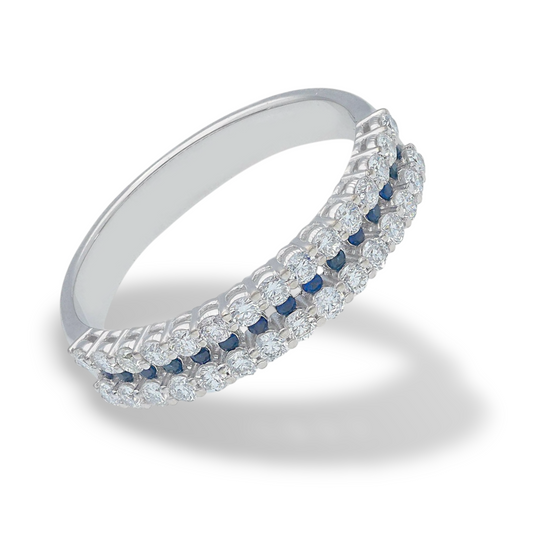 Anello Anello in oro con pavè di diamanti e zaffiri - Gioielli Pavan