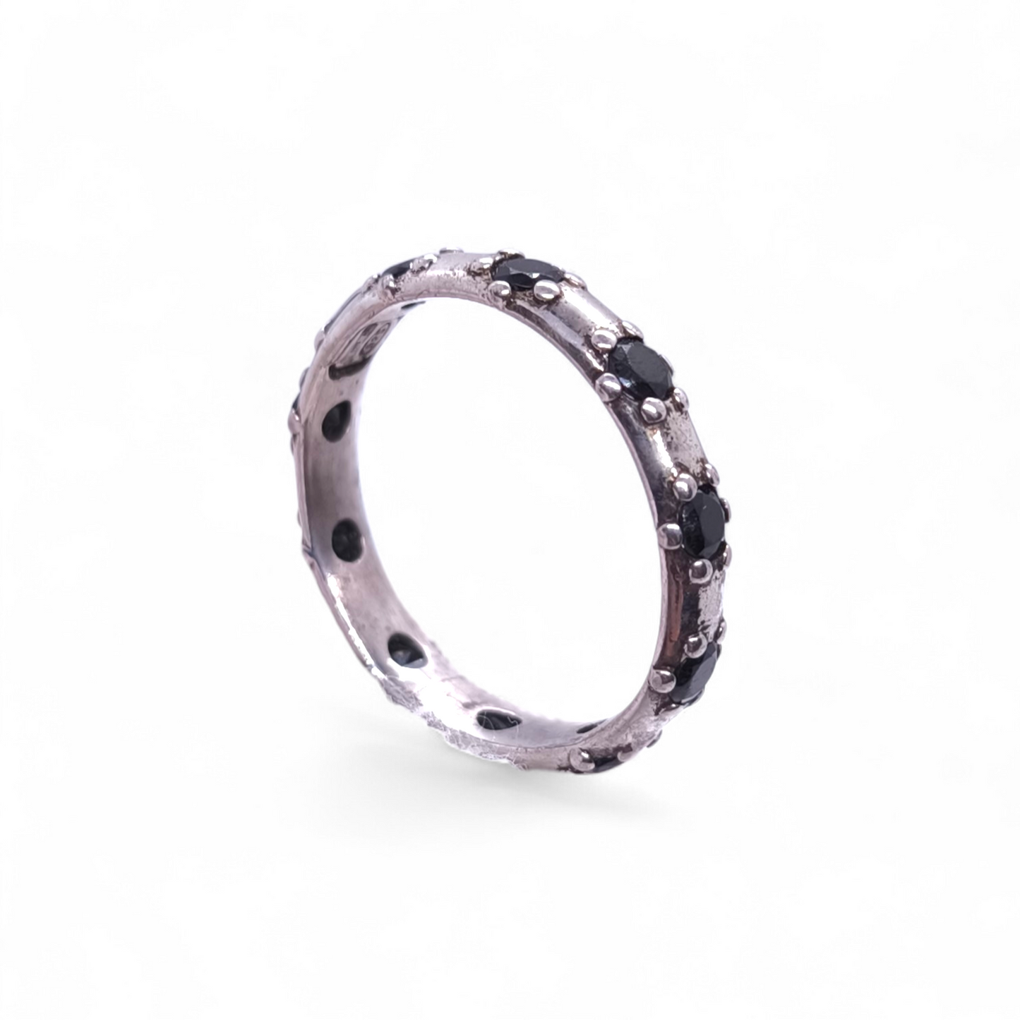 Anello Anello Rosario in Argento 925 Brunito con Zirconi Neri - Gioielli Pavan