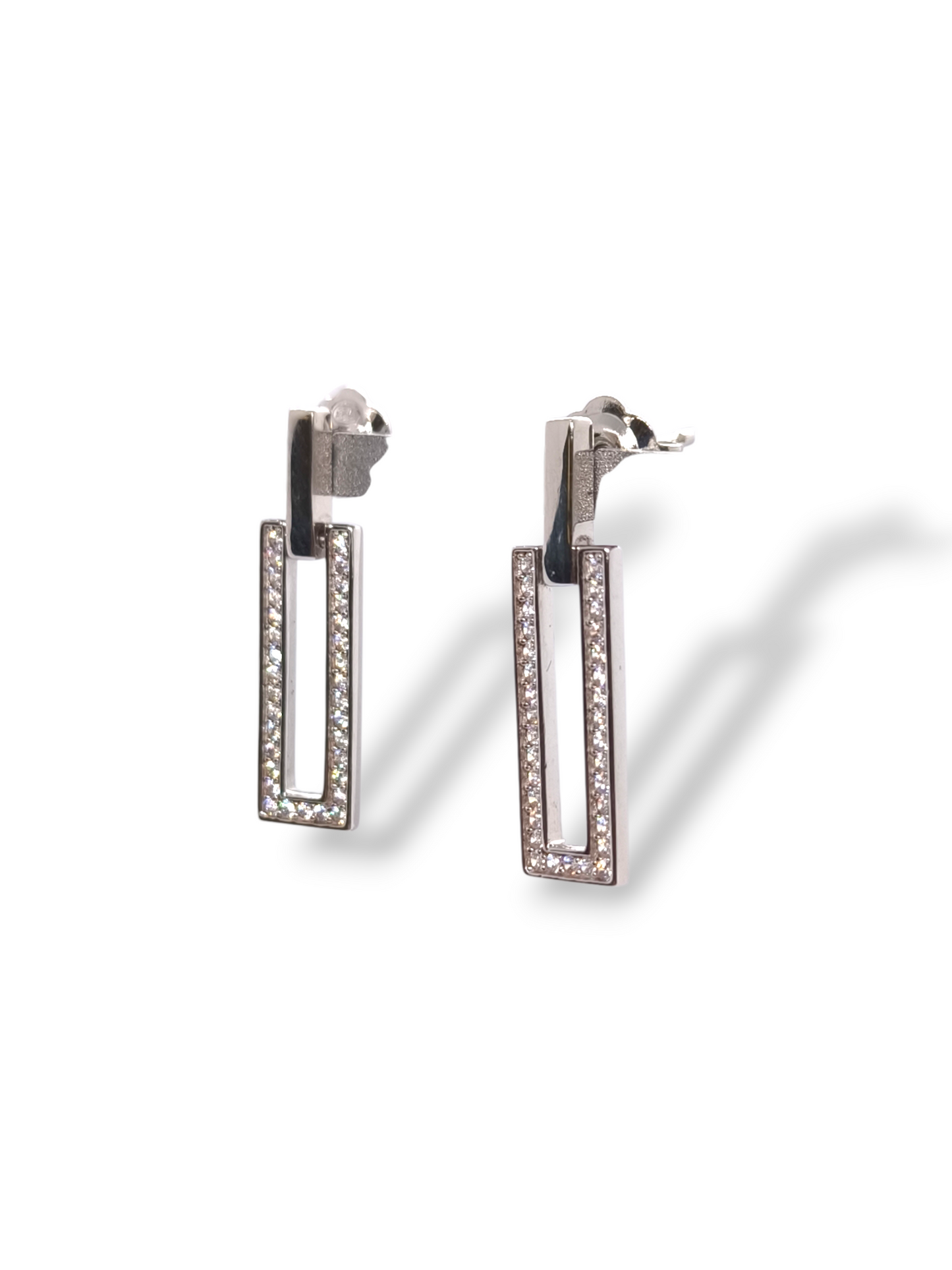 Orecchini Orecchini Geometrici Argento 925 con Zirconi Pavé - Gioielli Pavan