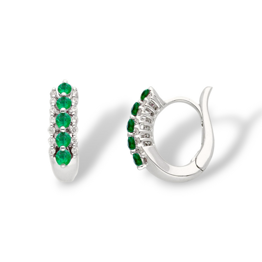 Orecchini Orecchini in oro con pavè di diamanti e smeraldi - Gioielli Pavan