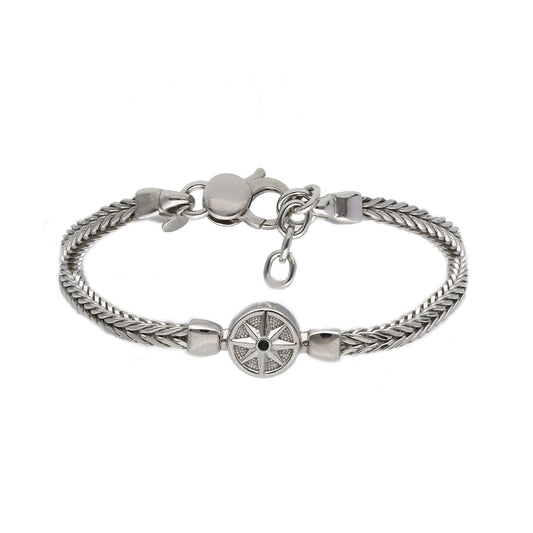 Bracciale Bracciale in argento geometrico con rosa dei venti e onice - Gioielli Pavan