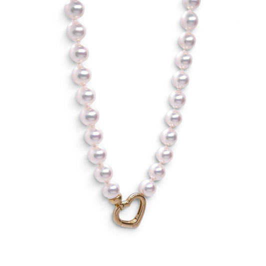 Girocollo di perle d’acqua dolce con cuore in oro giallo 18 kt - Gioielli Pavan