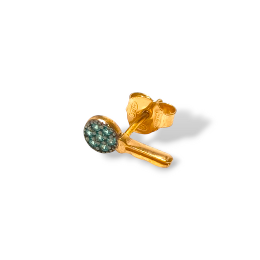 Orecchini Mono orecchino in argento chiave con zirconi verdi - Gioielli Pavan