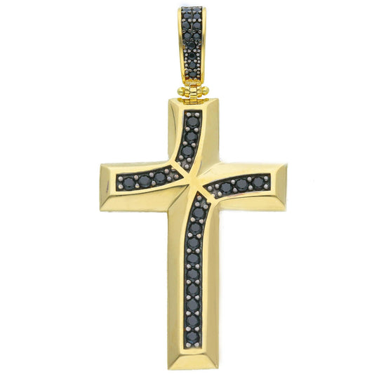 Ciondoli e pendenti Ciondolo in oro a forma di Croce con pavè di zirconi neri - Gioielli Pavan