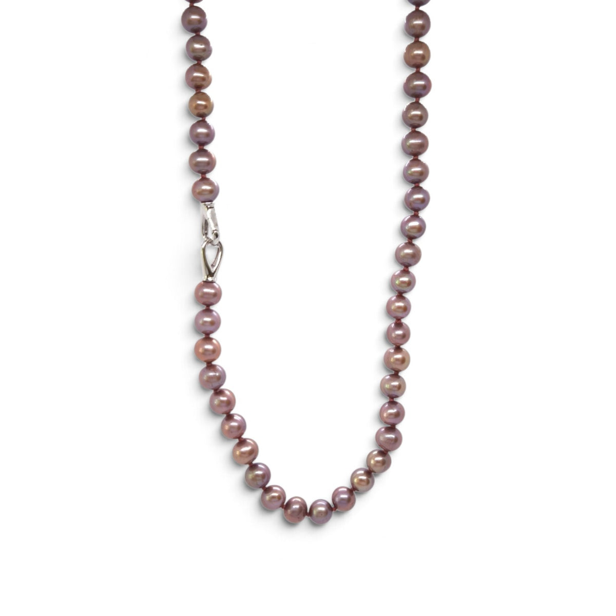 Silver choker with purple freshwater pearls