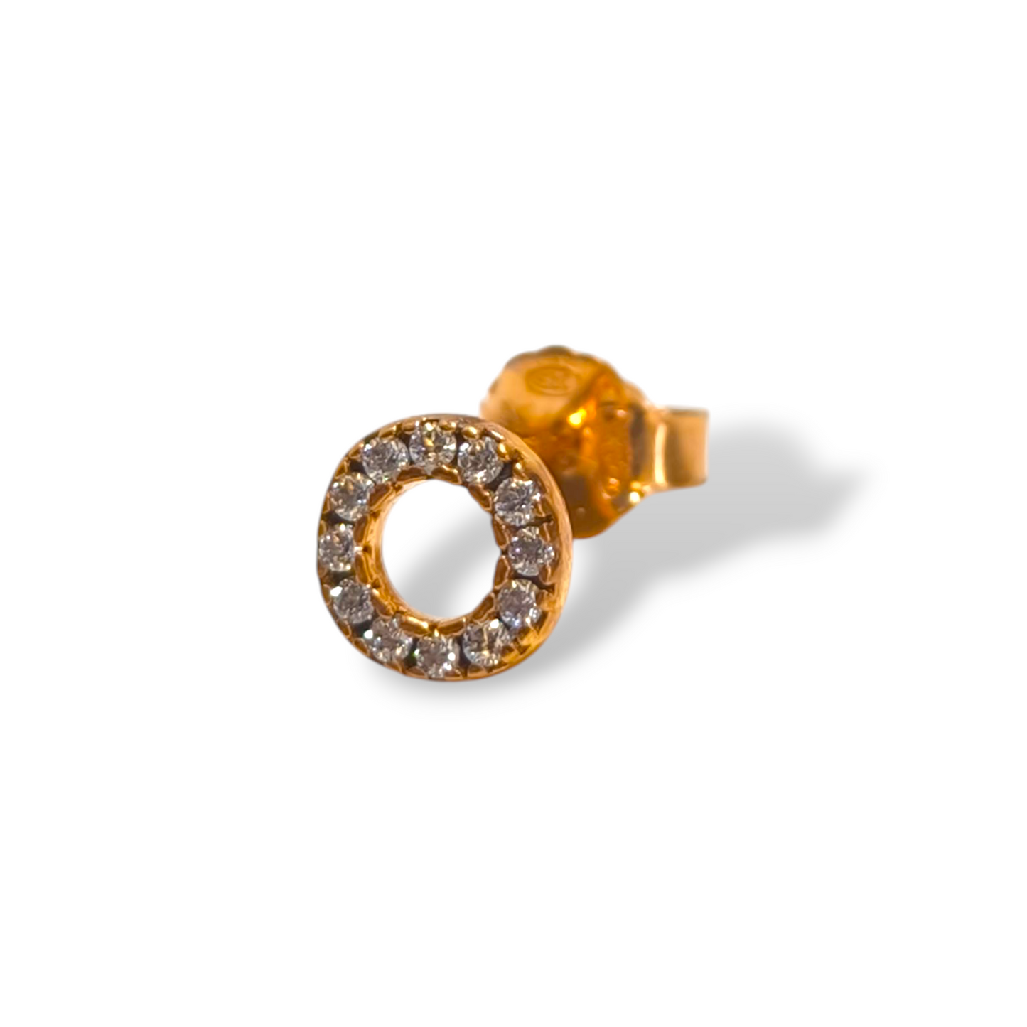 Orecchini Mono orecchino in argento cerchio forato a pavè - Gioielli Pavan