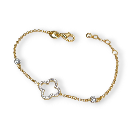 Bracciale Bracciale in argento fiorellino traforato con zirconi a pavé - Gioielli Pavan