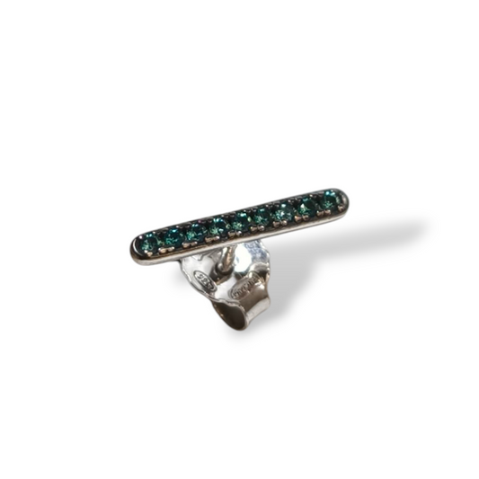 Orecchini Mono orecchino a barretta in argento con zirconi a pavé - Gioielli Pavan