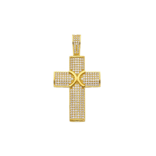 Ciondoli e pendenti Ciondolo in oro a forma di Croce squadrata con pavè di zirconi - Gioielli Pavan