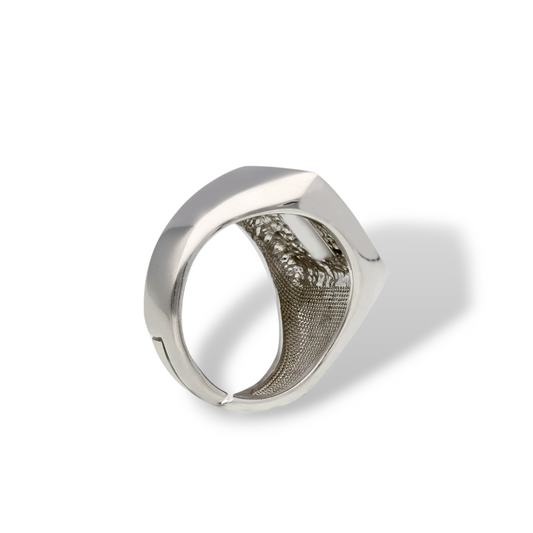 Anello Anello in argento chevalier rettangolare liscio - Gioielli Pavan