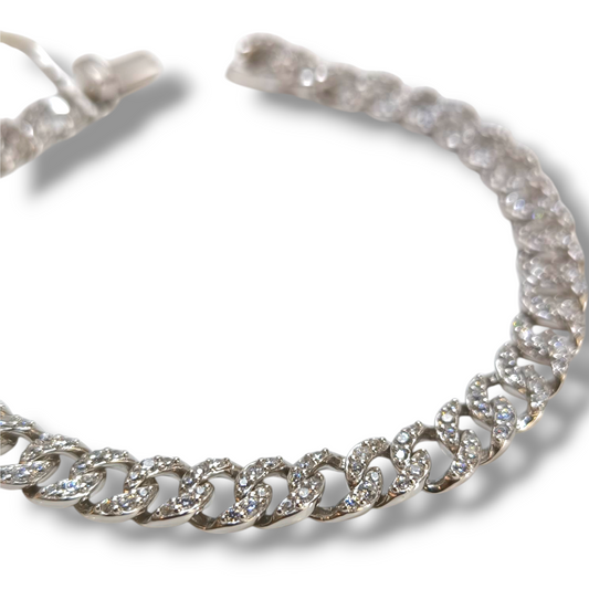 Bracciale Bracciale in argento maglia groumette con zirconi a pavé - Gioielli Pavan