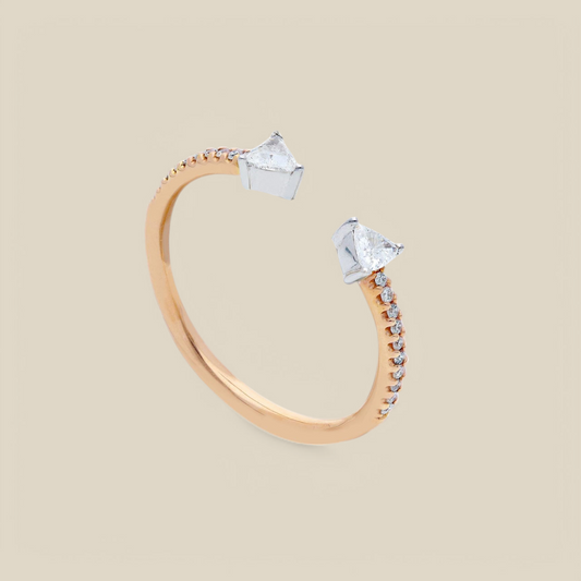 Anello Anello in oro con diamanti taglio trillion e brillante tot 0,26ct - Gioielli Pavan