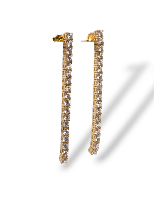 Orecchini Orecchini Tennis in Argento 925 Dorato con Zirconi - Gioielli Pavan
