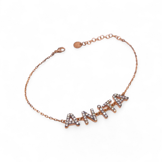 Bracciale Bracciale in Argento 925 Rosa con Nome Anita e Zirconi - Gioielli Pavan