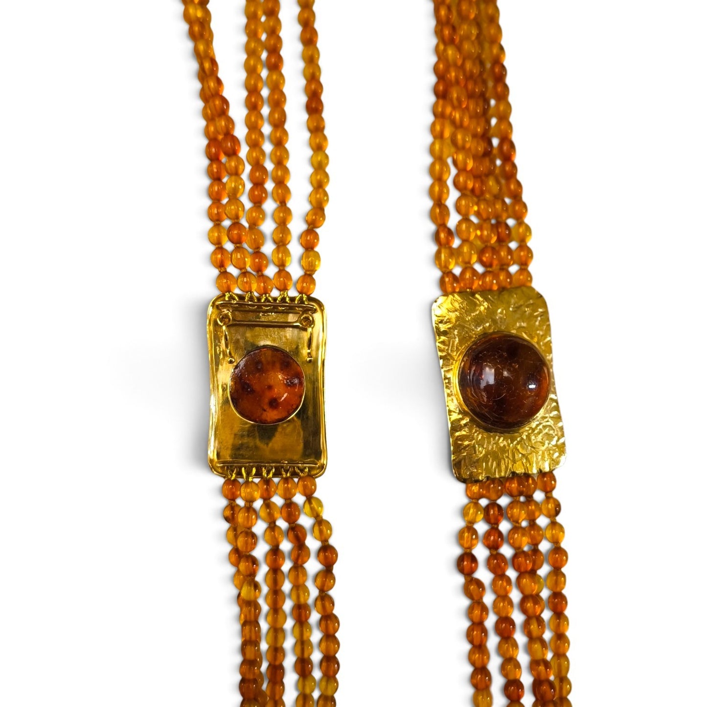 Collana multifilo in ambra dominicana e oro 18 kt
