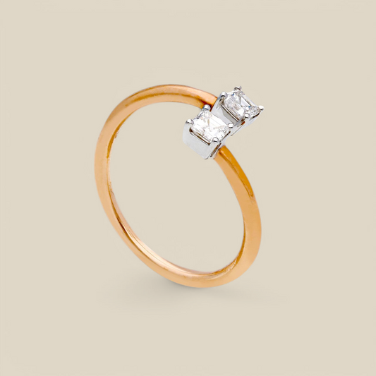 Anello Anello in oro con diamanti asscher 0,38ct - Gioielli Pavan