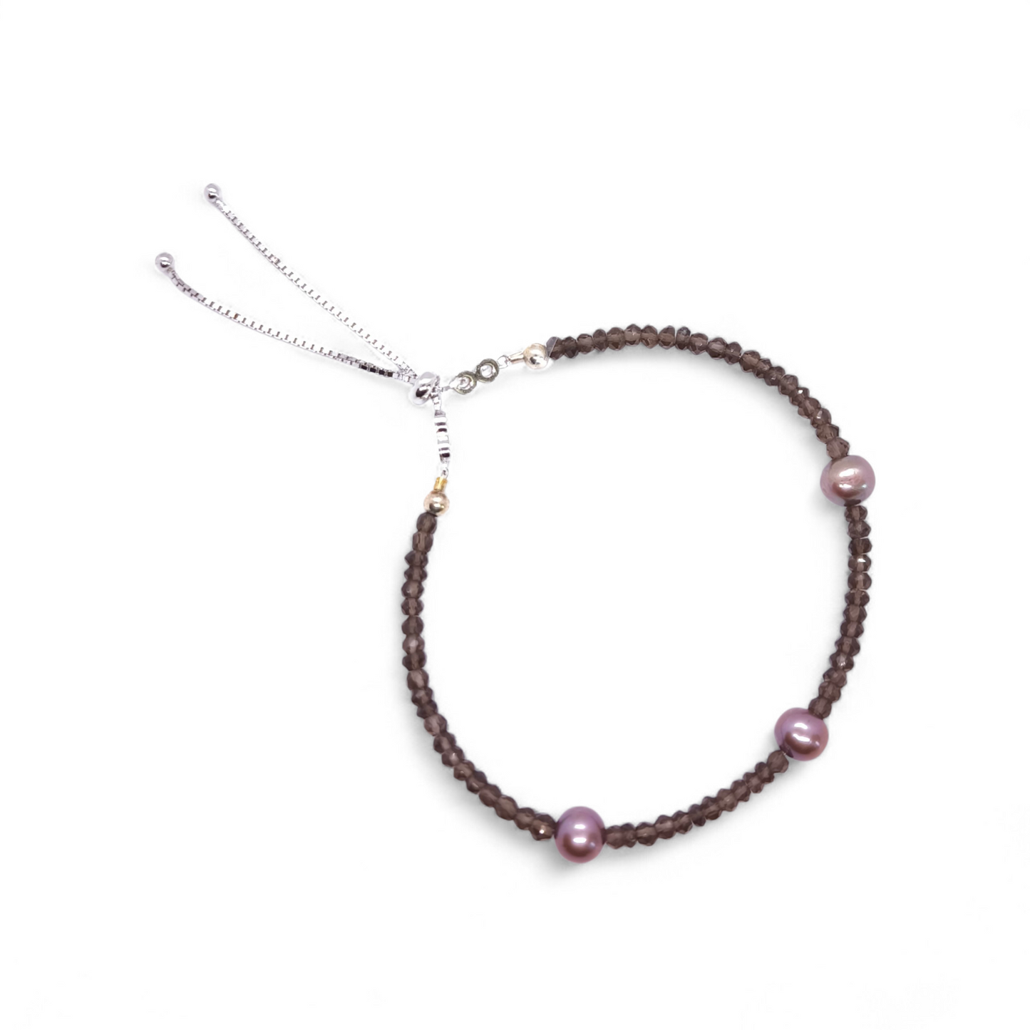 Bracciale Bracciale argento 925 con quarzi fumè e perle viola - Gioielli Pavan