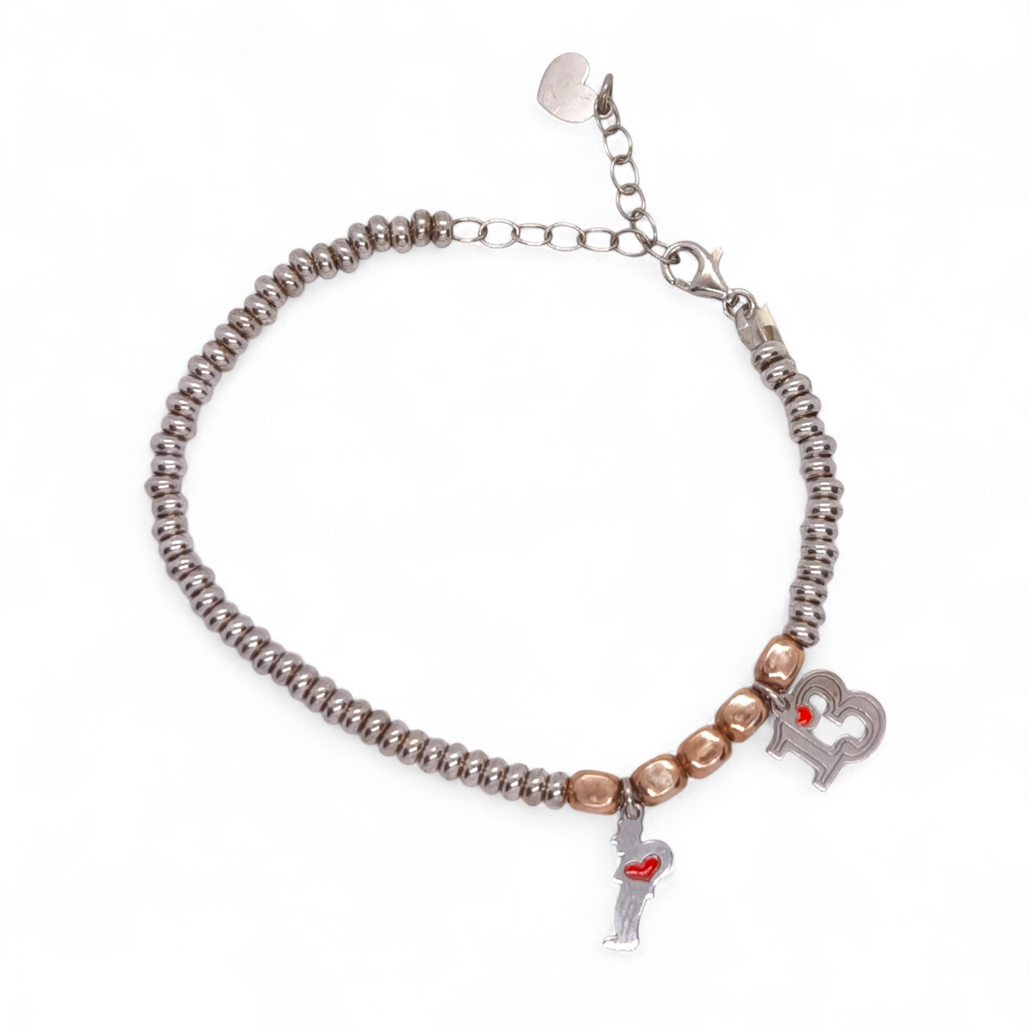 Bracciale Bracciale in argento 925 bicolore con Gobbo e Lucky 13 - Gioielli Pavan