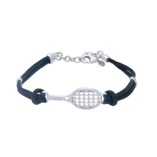Bracciale Bracciale in argento sagola nautica regolabile con racchetta da tennis - Gioielli Pavan