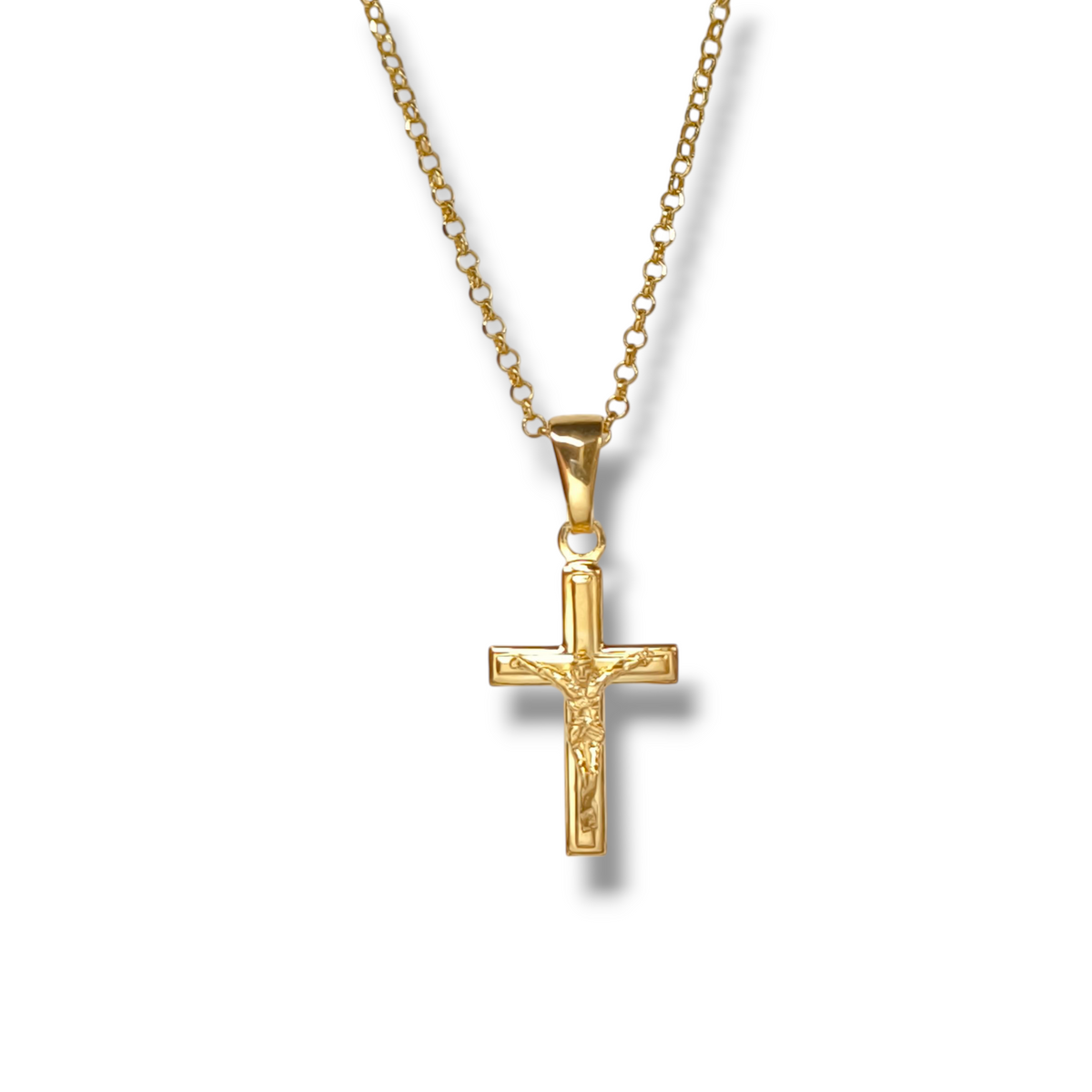 Girocollo in argento con ciondolo crocifisso con Cristo dorato oro giallo - Gioielli Pavan