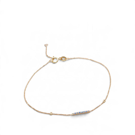 Bracciale in oro giallo 9 kt con zirconie azzurre - Gioielli Pavan