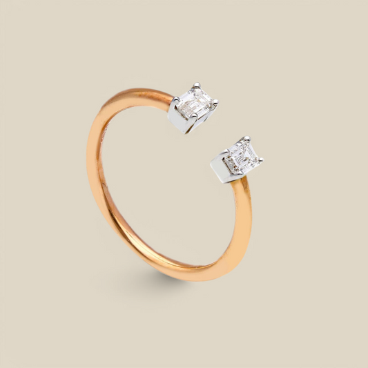 Anello Anello in oro con diamanti taglio smeraldo 0,41ct - Gioielli Pavan