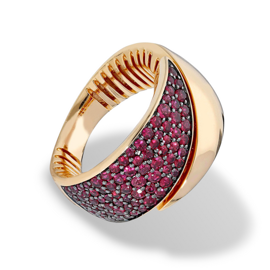 Anello Anello in oro con pavè di rubini - Gioielli Pavan