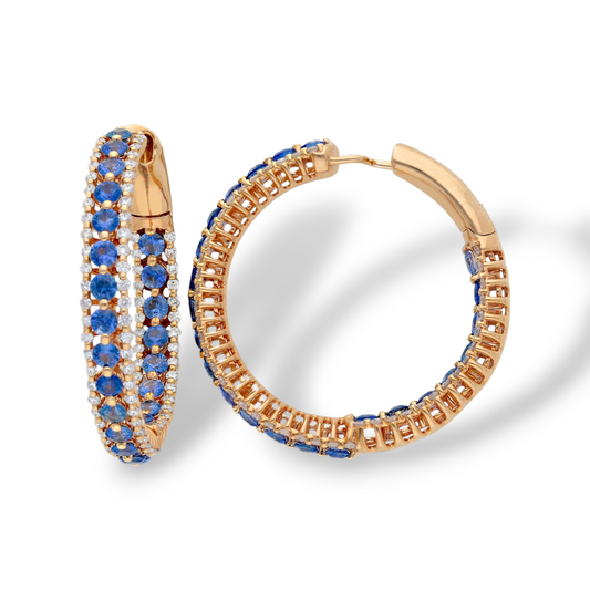 Orecchini Orecchini in oro con pavè di diamanti e zaffiri - Gioielli Pavan