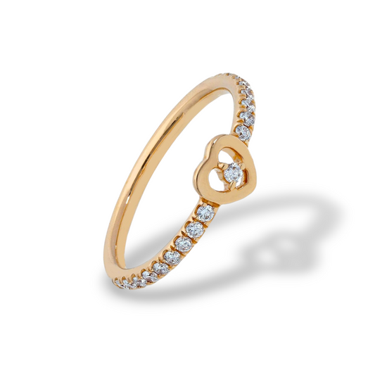 Anello Anello in oro con diamanti a pavé a cuore - Gioielli Pavan
