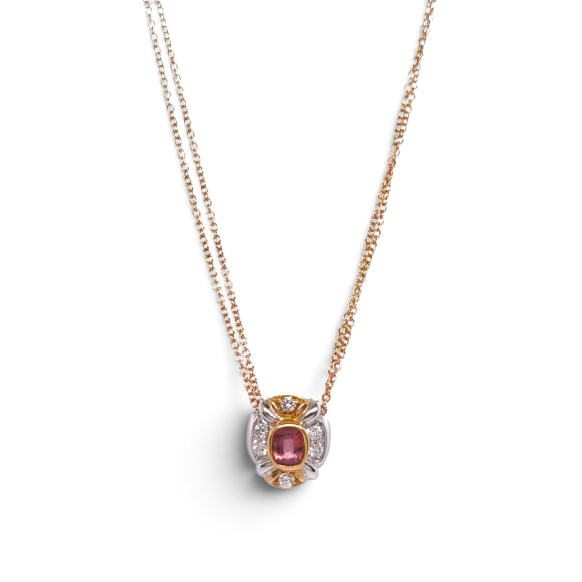 Girocollo in oro 18 kt con rubellite e diamanti - Gioielli Pavan