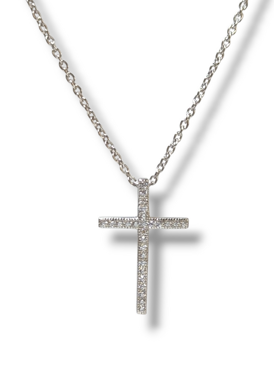 Girocollo Girocollo in argento con croce in pavé di zirconi - Gioielli Pavan