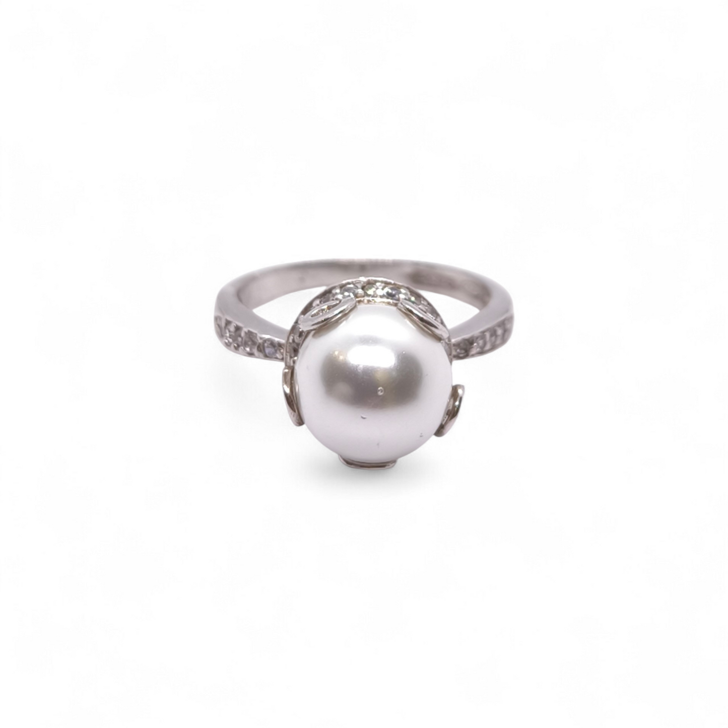Anello Anello in Argento 925 con Perla Bianca e Zirconi - Gioielli Pavan