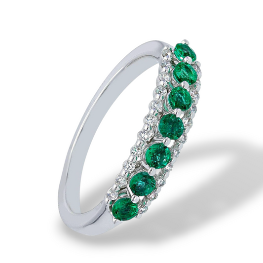 Anello Anello in oro con pavè di smeraldi e diamanti - Gioielli Pavan